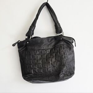 Ellington Black Quilted Leather Twisted Handles Hobo Tote Bag